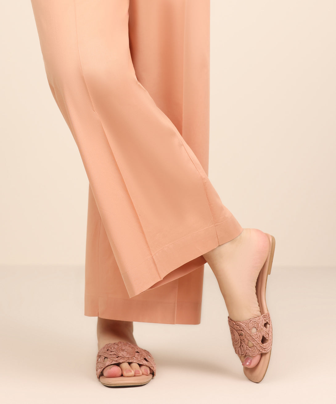 Women's RTW Cambric Peach Dyed Straight Pants
