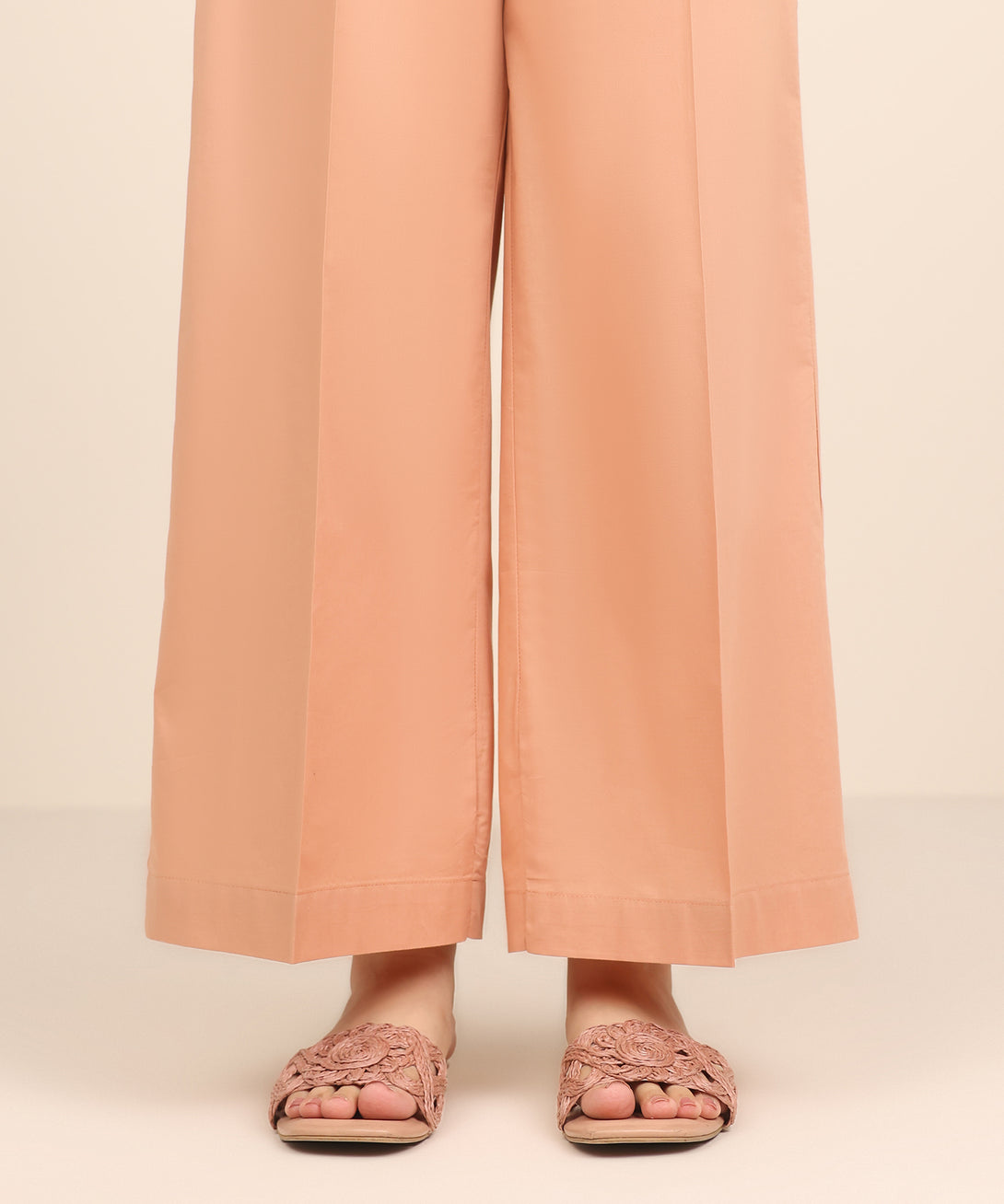 Women's RTW Cambric Peach Dyed Straight Pants