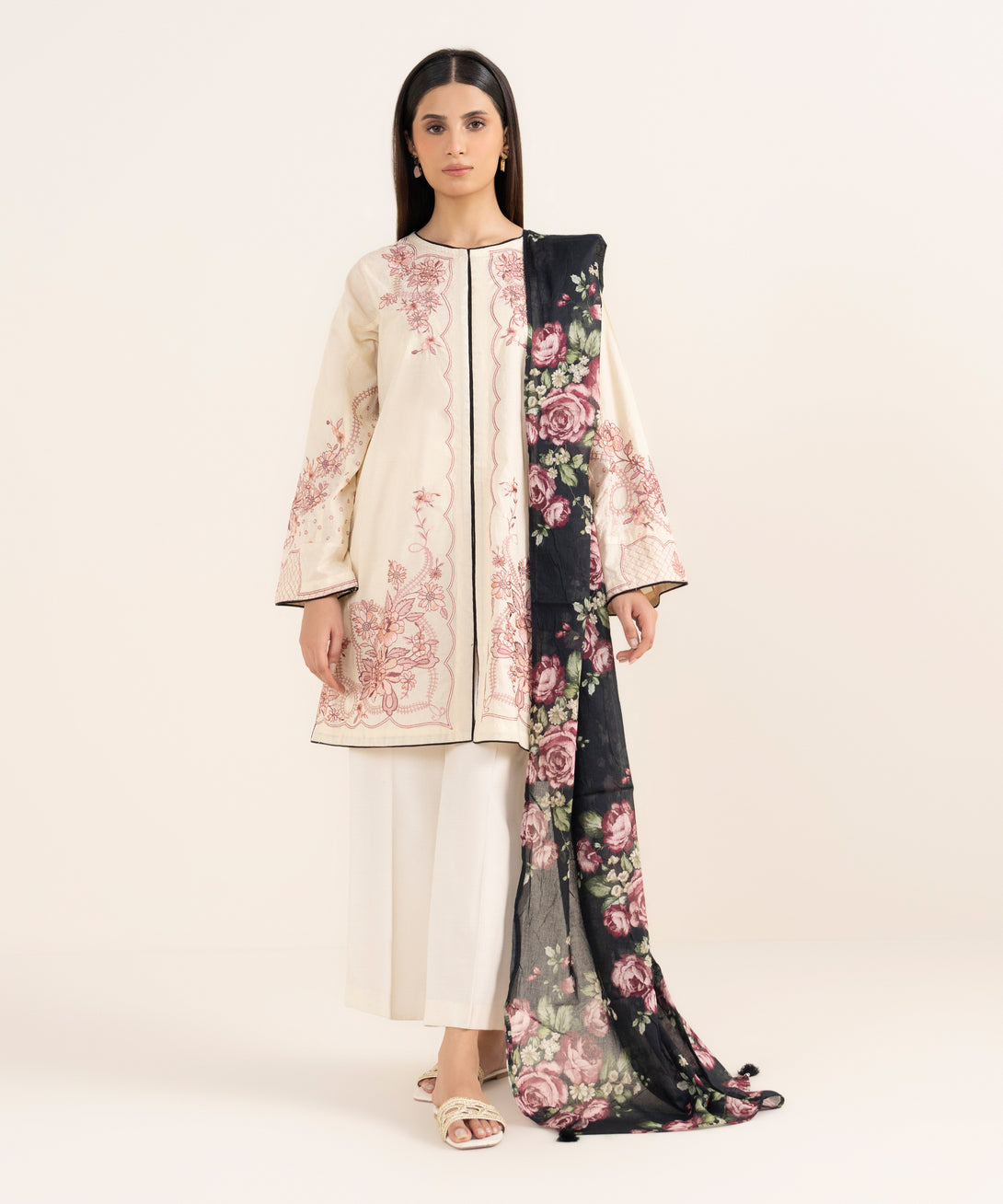 Fine Volie Black Printed Dupatta
