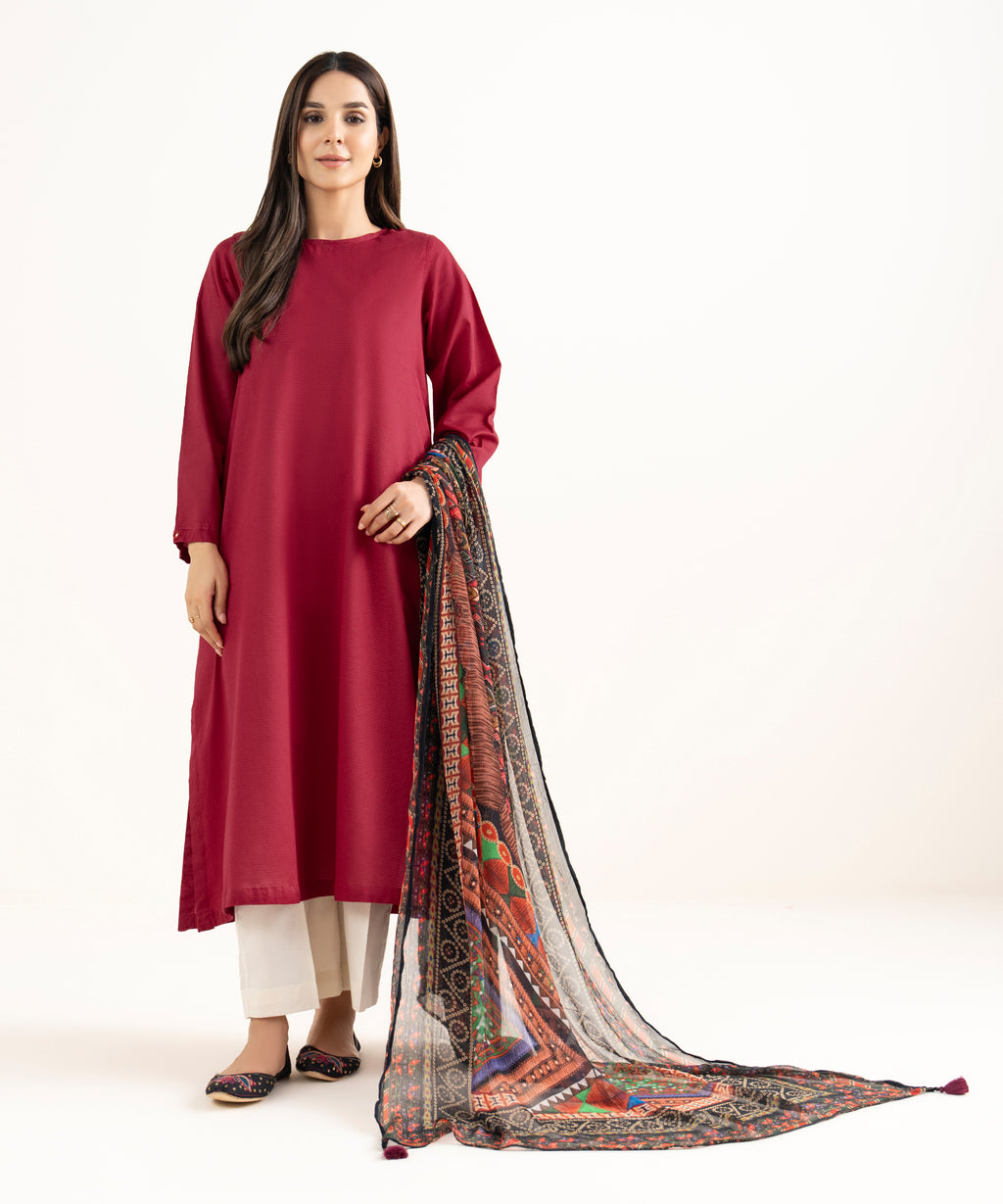 Blended Chiffon Black Printed Dupatta