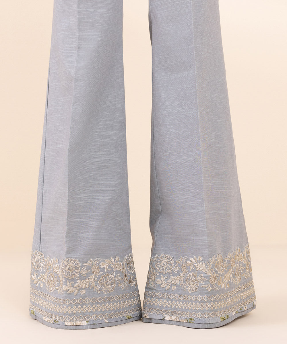 Women's Unstitched Khaddar Embroidered Blue 3 Piece Suit