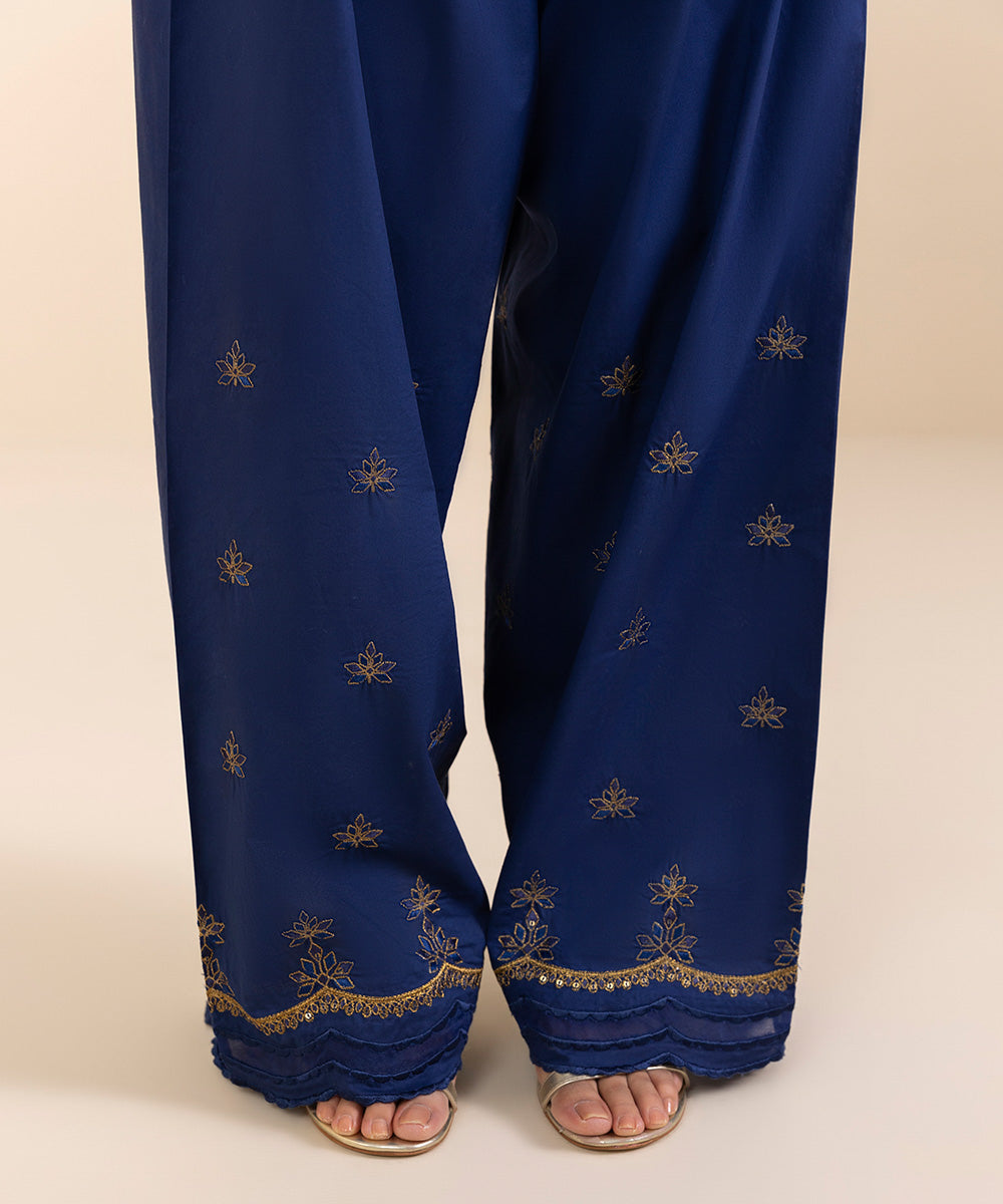 Women's Unstitched Khaddar Embroidered Blue 3 Piece Suit