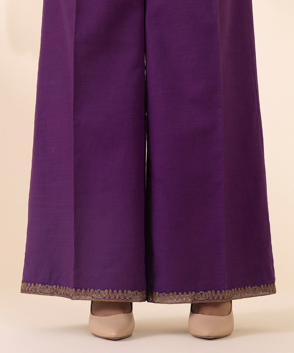 Women's Unstitched Khaddar Embroidered Purple 3 Piece Suit