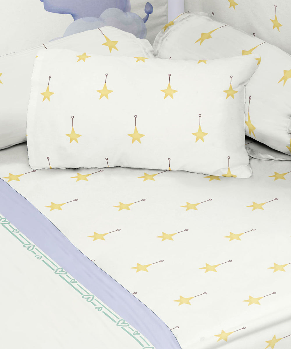 Off White 100% Cotton Digital Printed Baby Cot Sets