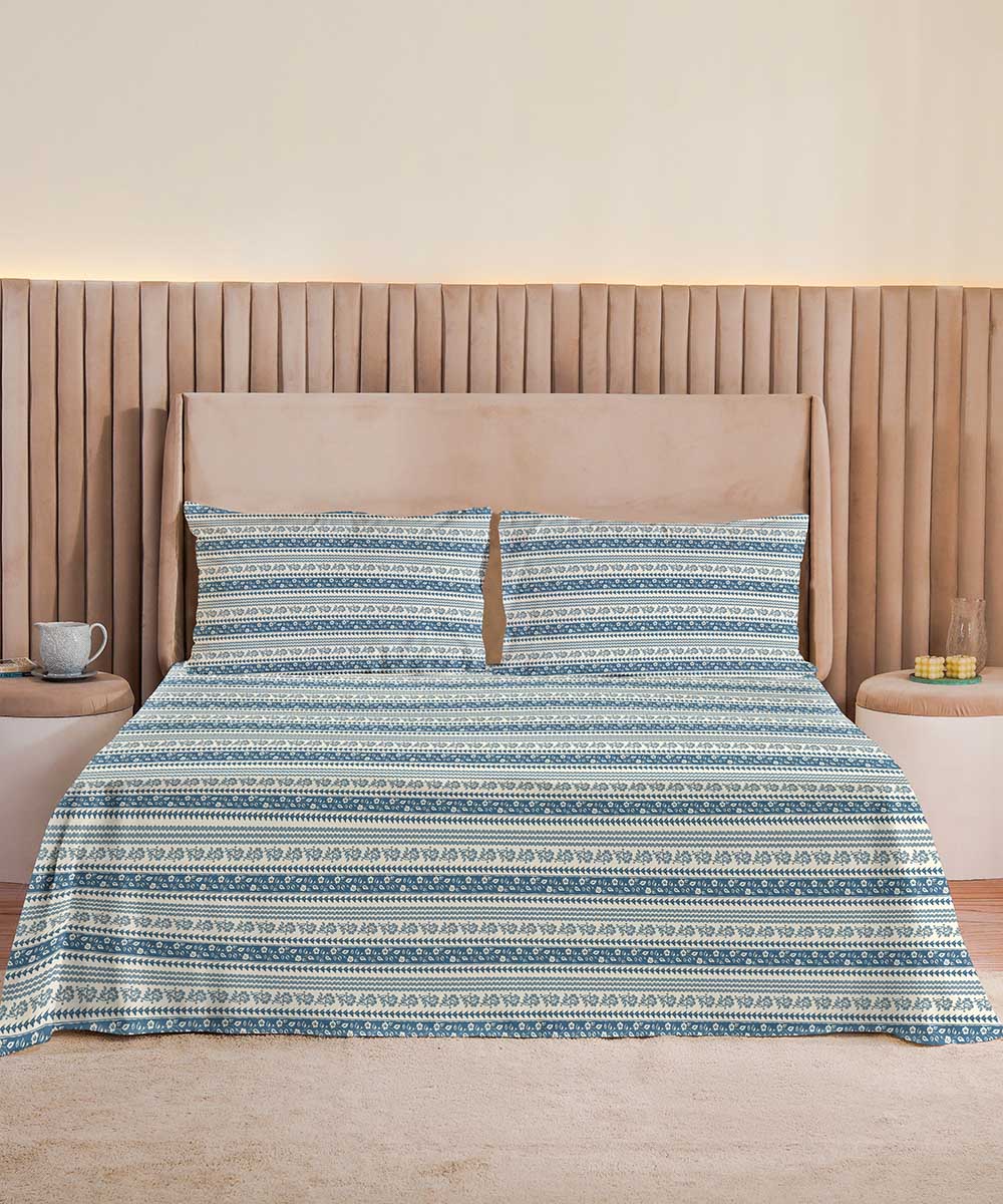 Blue 100% Cotton Bed Sheet