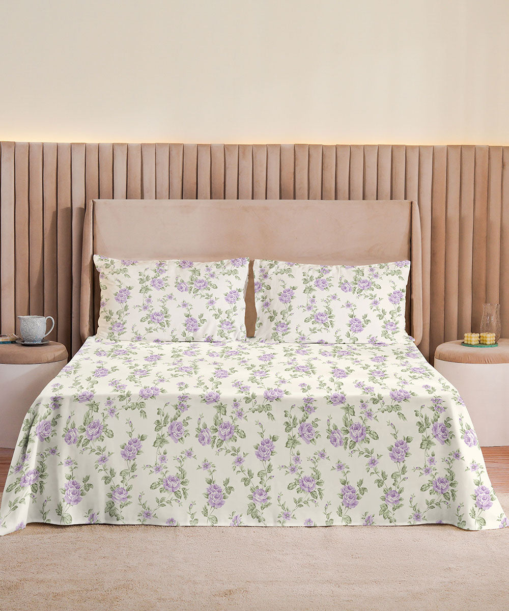 Purple 100% Cotton Bed Sheet