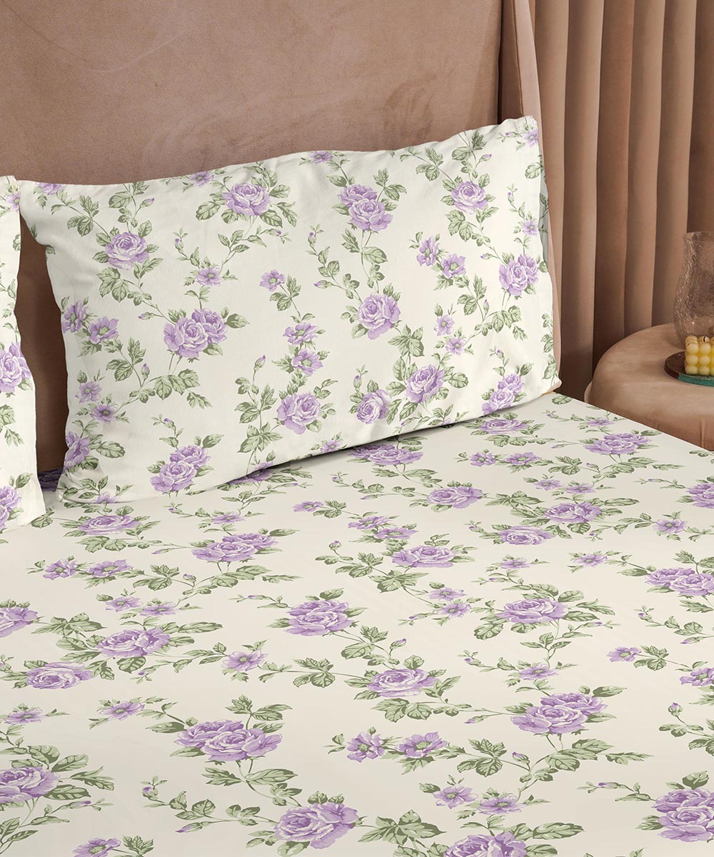 Purple 100% Cotton Bed Sheet