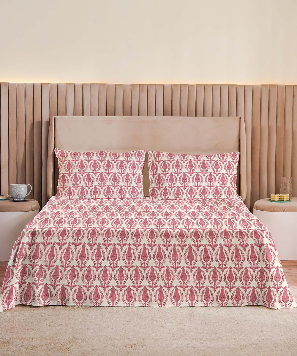 Pink 100% Cotton Bed Sheet