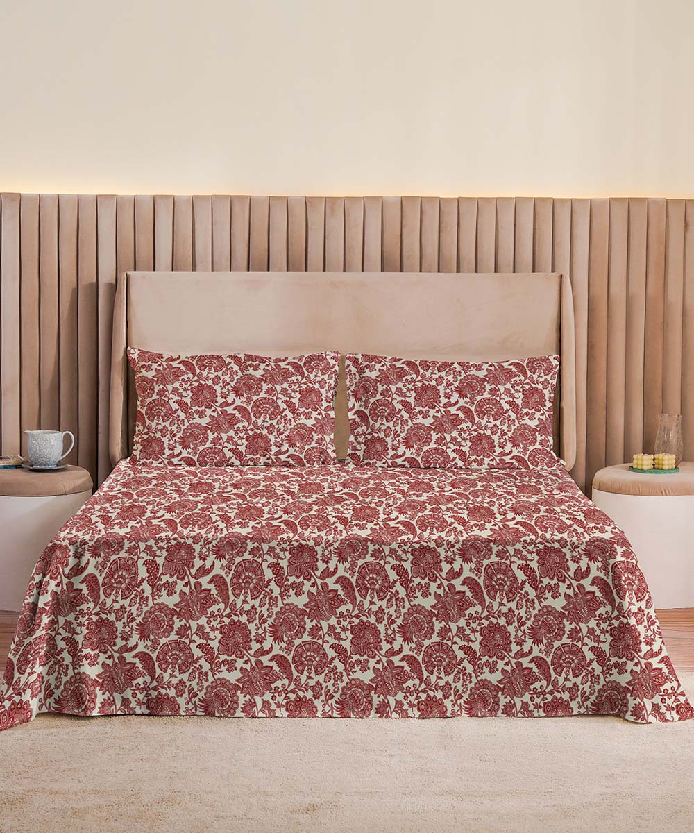 Red 100% Cotton Bed Sheet