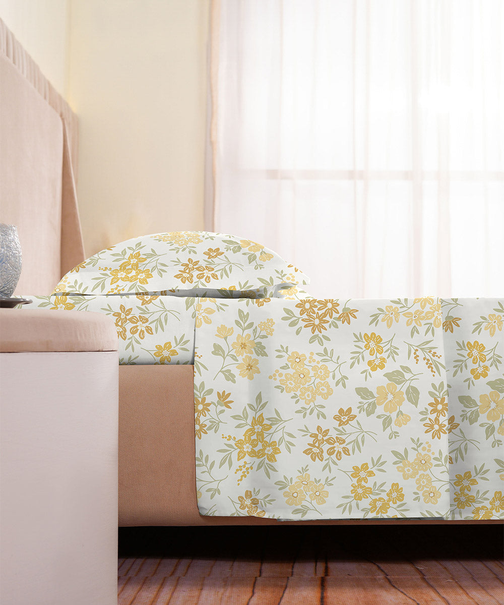 Yellow 100% Cotton Bed Sheet