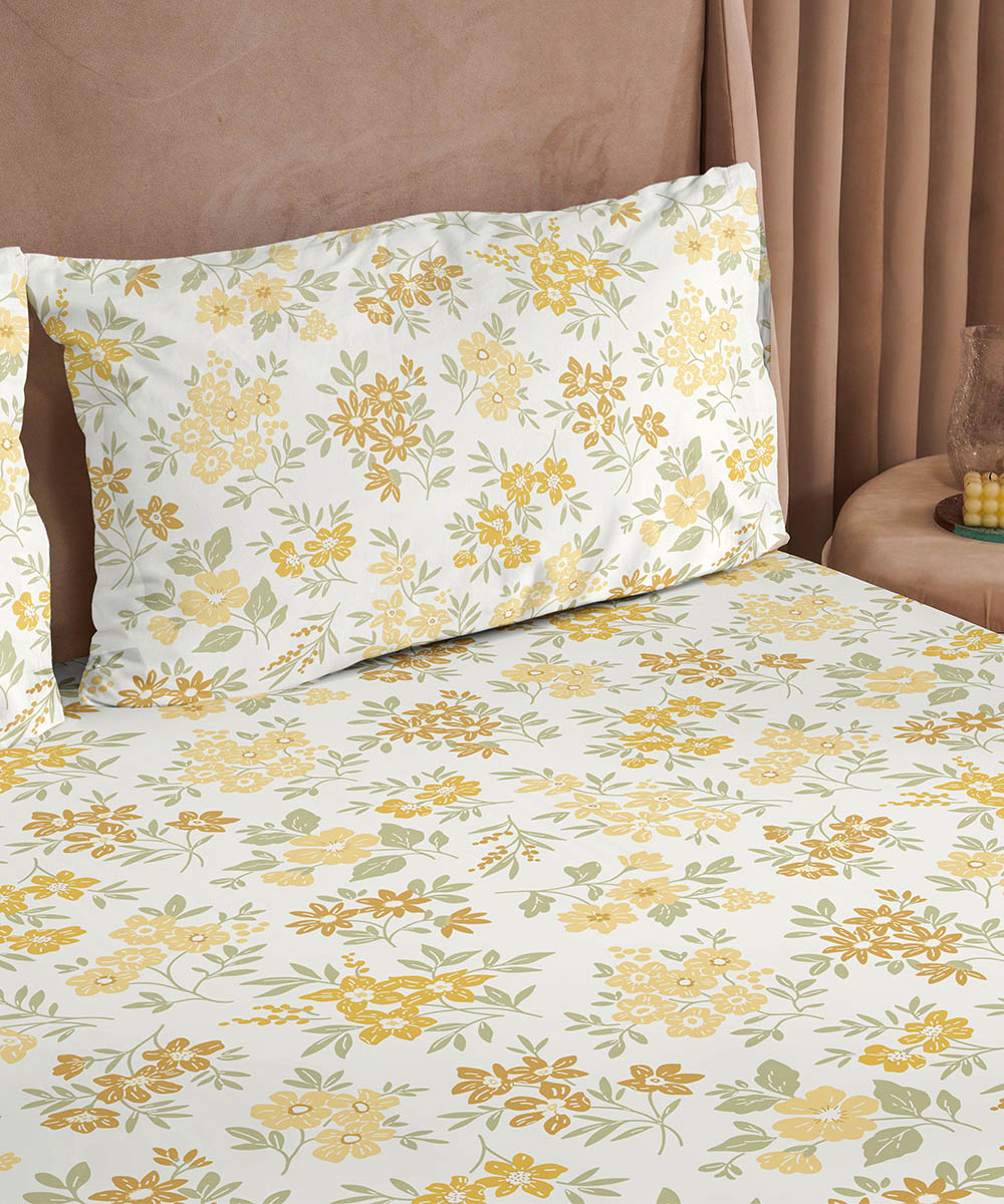 Yellow 100% Cotton Bed Sheet