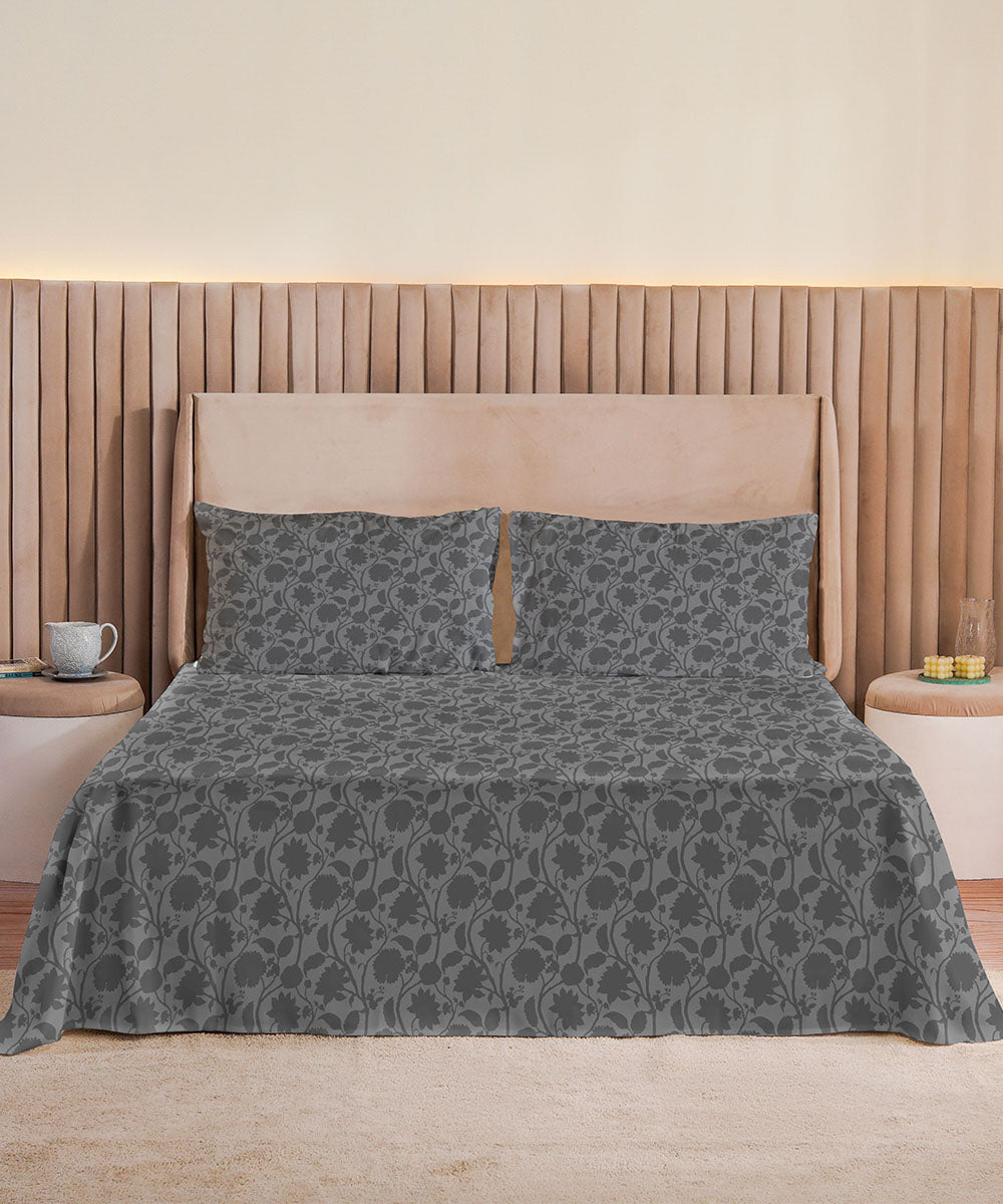 Grey 100% Cotton Sateen Bed Sheet