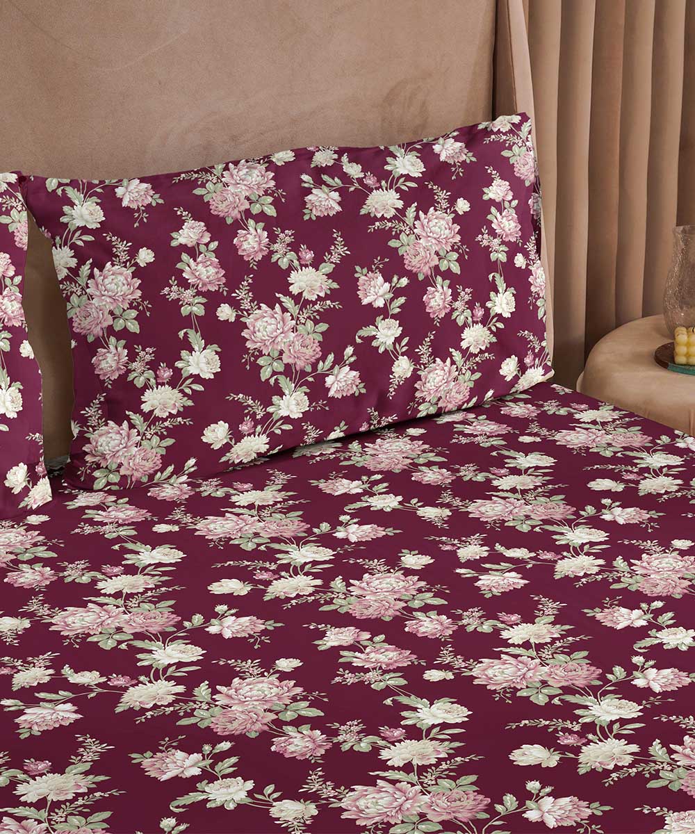 100% Cotton Sateen Pink Bed Sheet