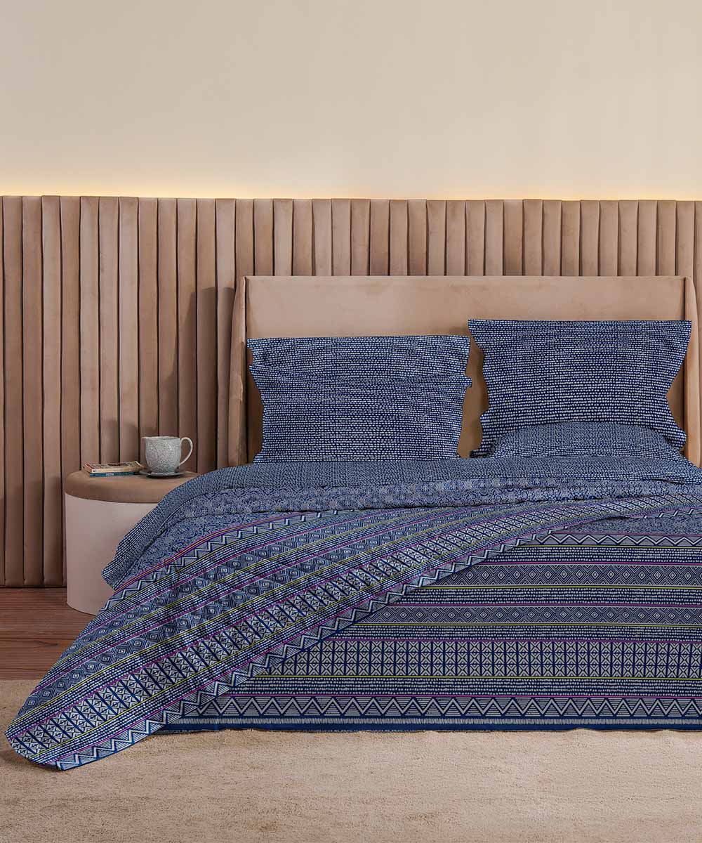 Blue 100% Cotton Bed Spread