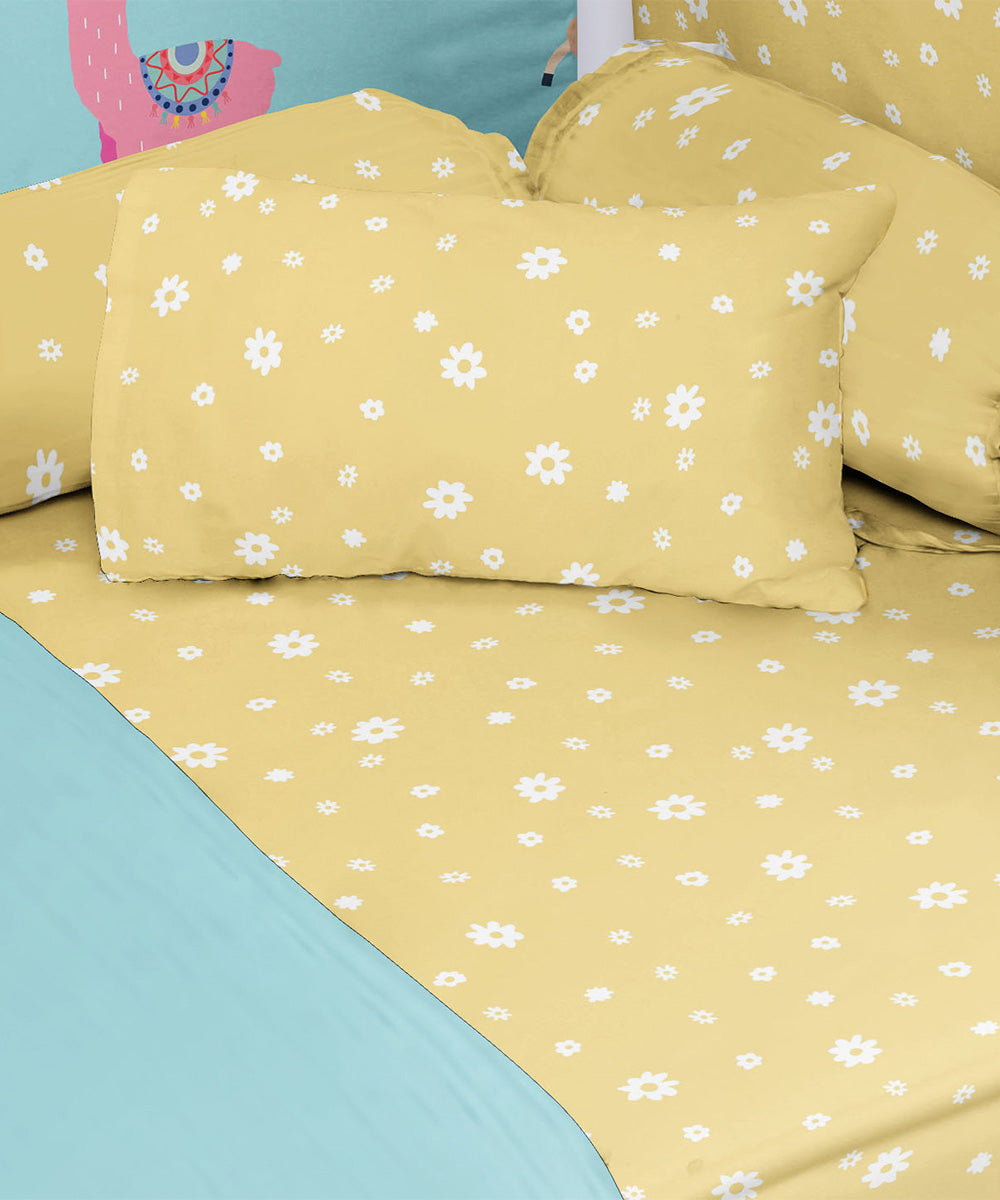 Yellow 100% Cotton Digital Printed Crib Fitted Sheet