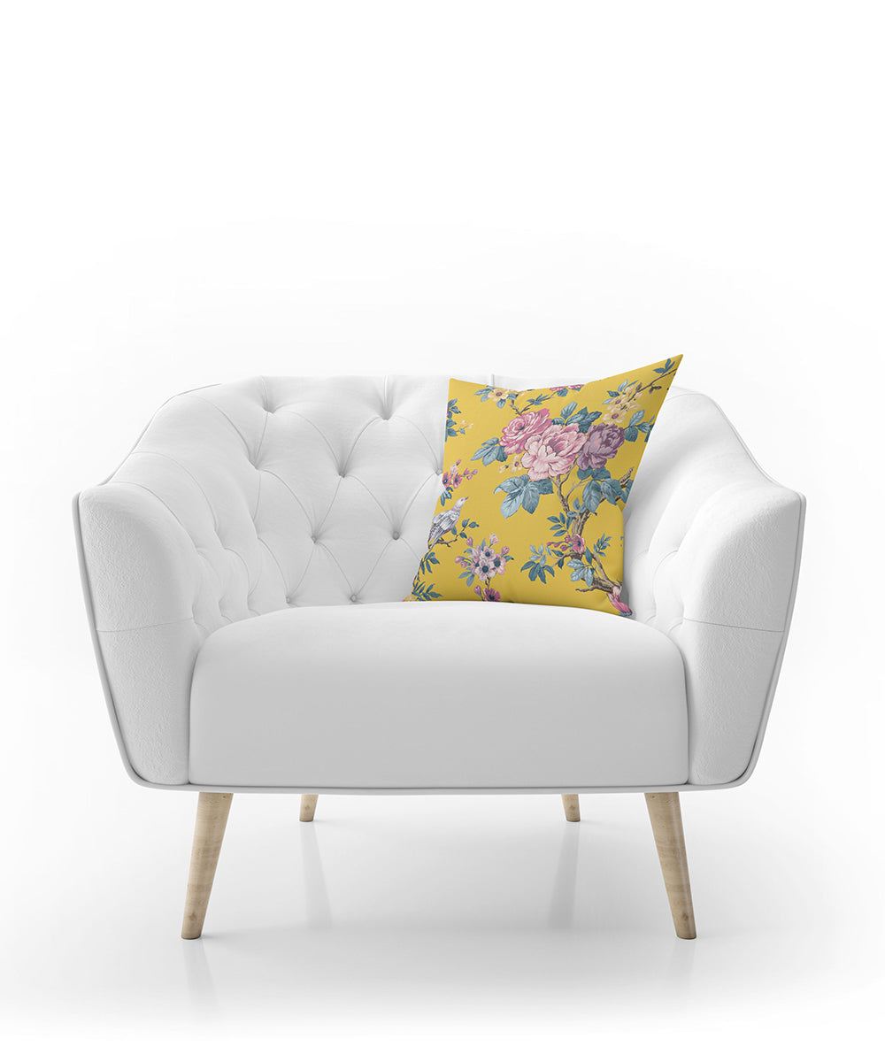 100% Cotton Yellow Cushion Cover