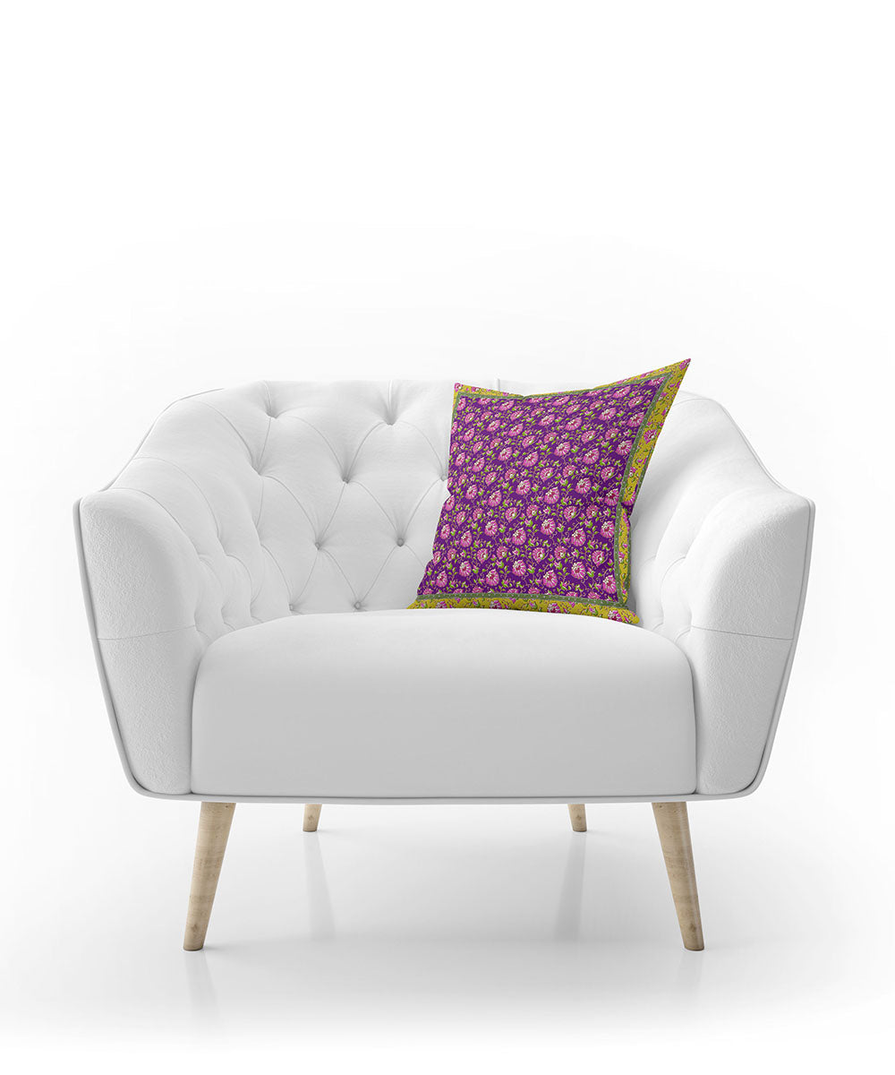 100% Cotton Purple Cushion Cover