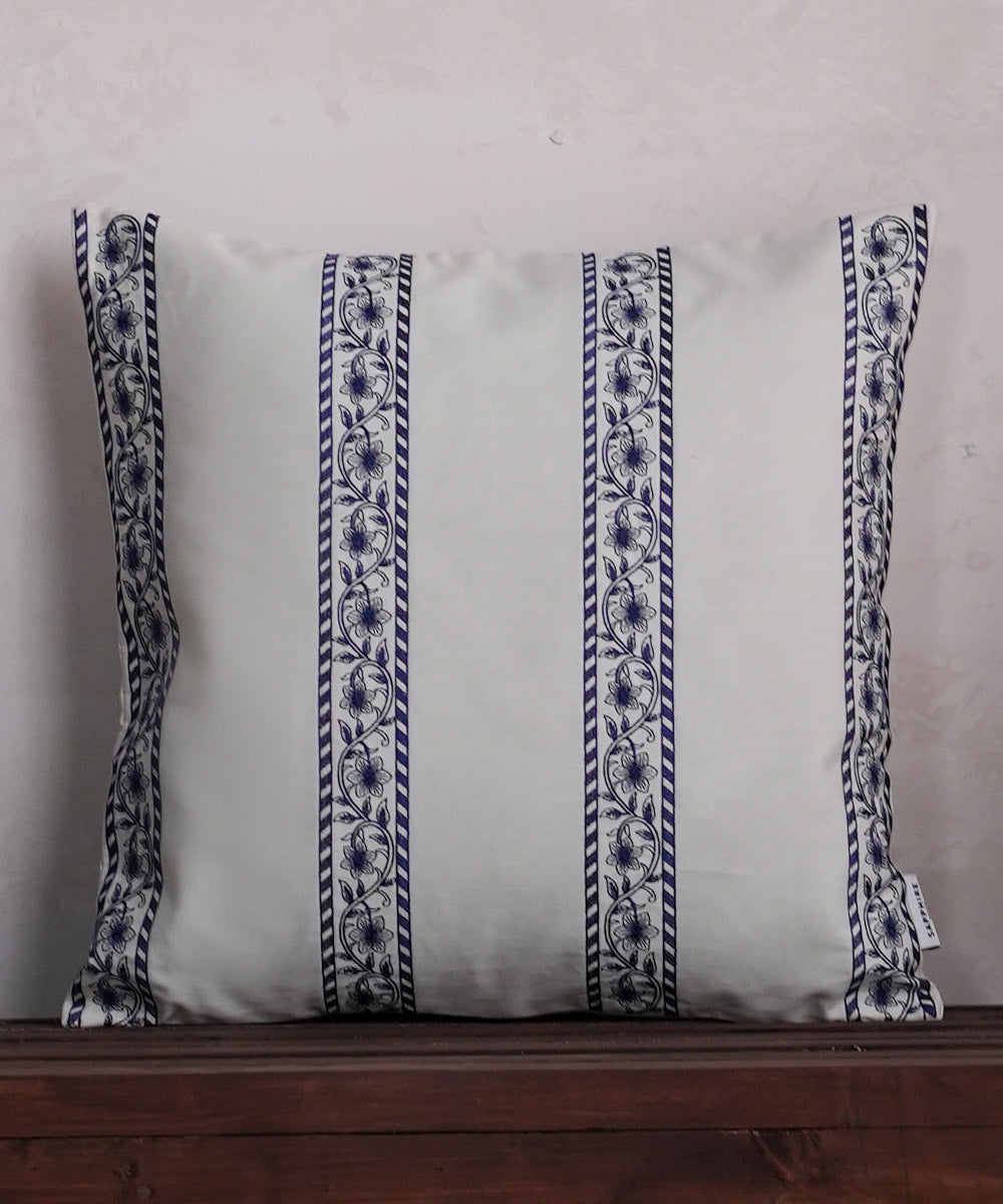 Blue Twill/100% Cotton Embroidered Cushion Cover