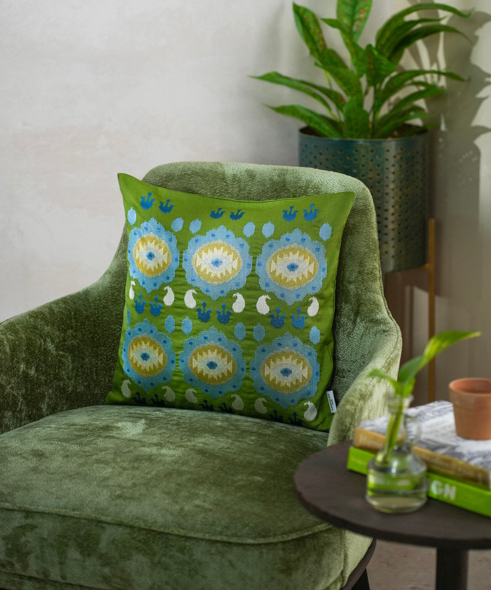 100% Cotton Green Cushion Cover