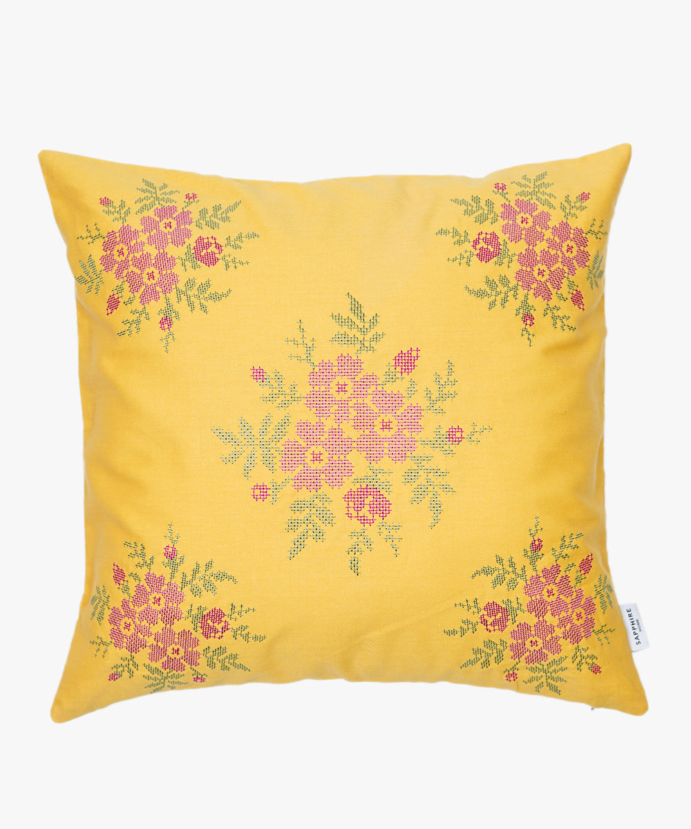 100% Cotton Yellow Cushion Cover