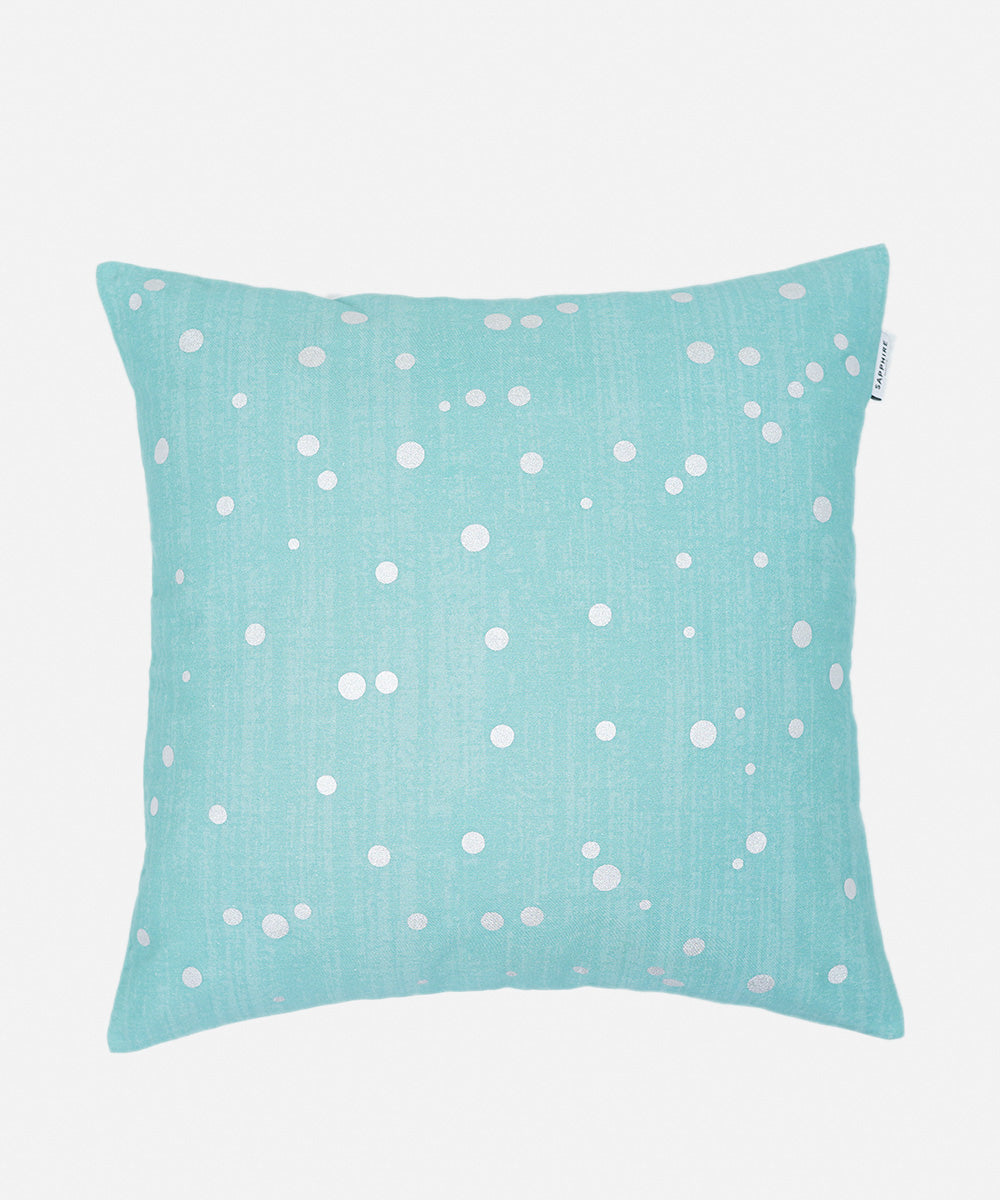 100% Cotton Digital & Foil Printed Blue Cushion Cover