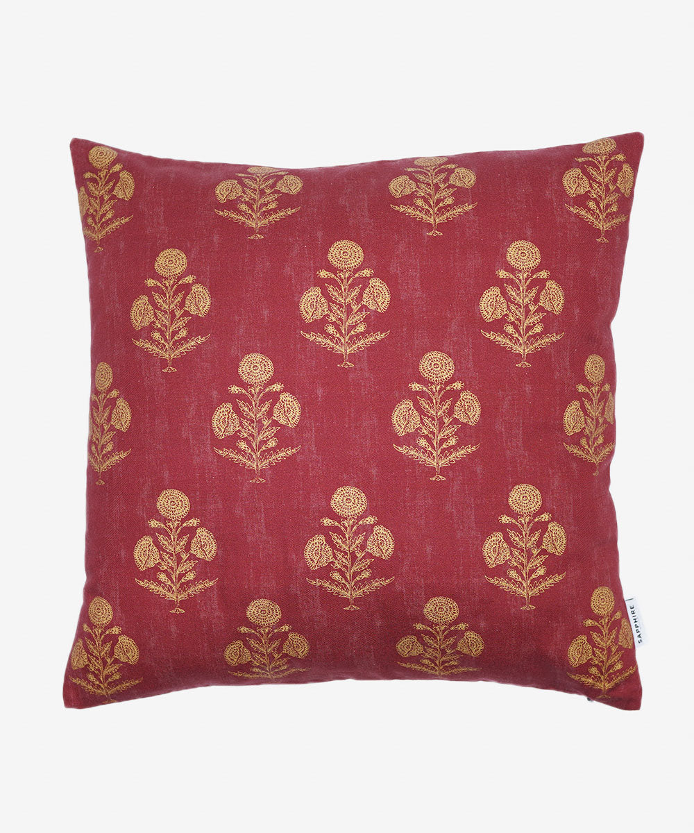 Red Twill/100% Cotton Digital & Foil Printed Cushion Cover