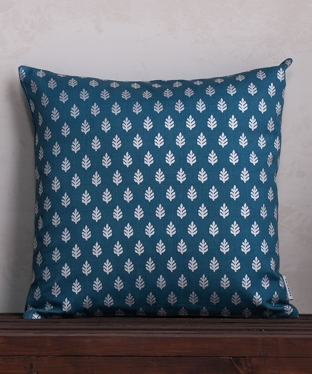 Blue Twill/100% Cotton Digital & Foil Printed Cushion Cover