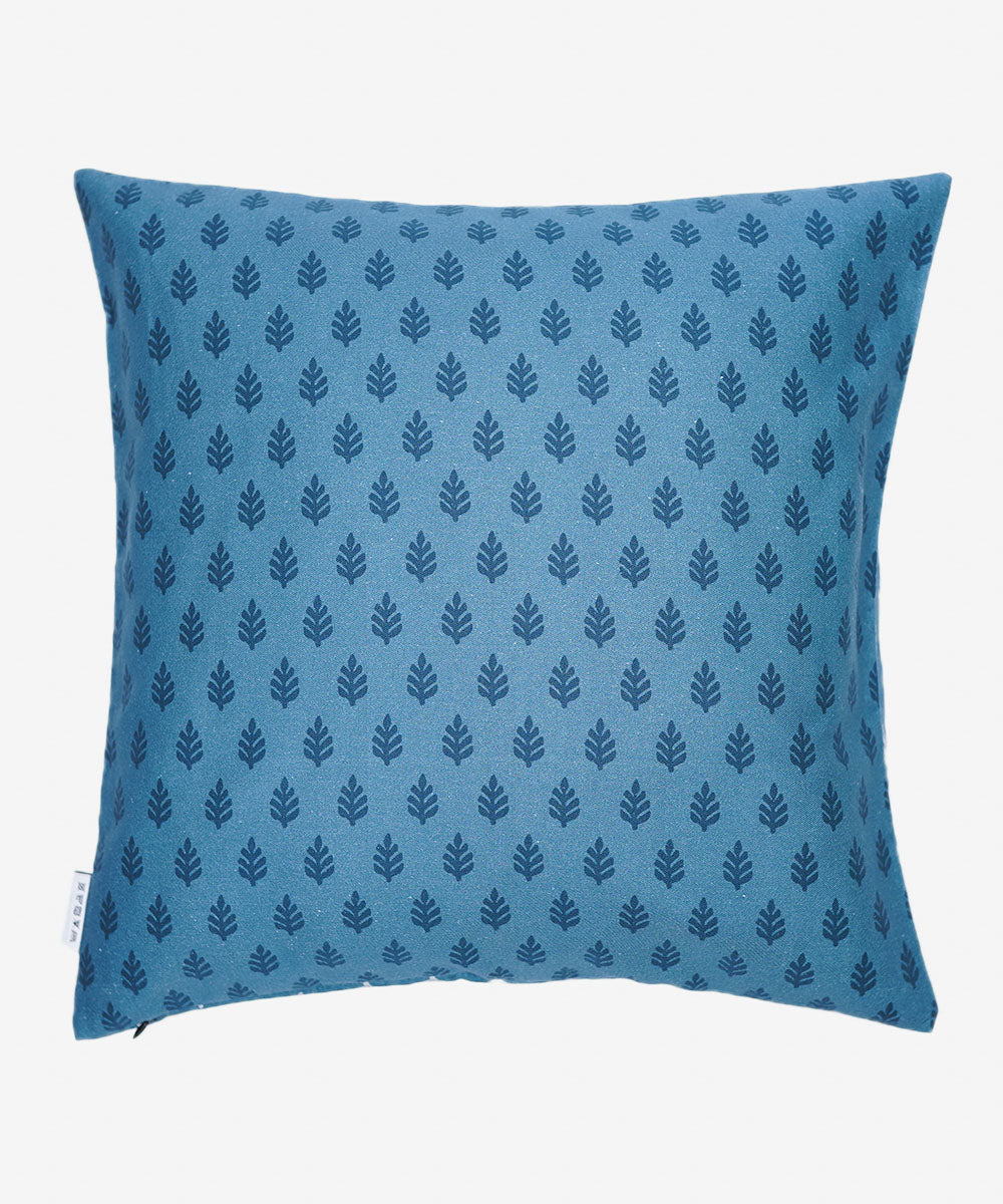 Blue Twill/100% Cotton Digital & Foil Printed Cushion Cover