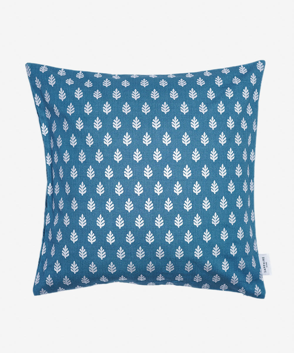 Blue Twill/100% Cotton Digital & Foil Printed Cushion Cover