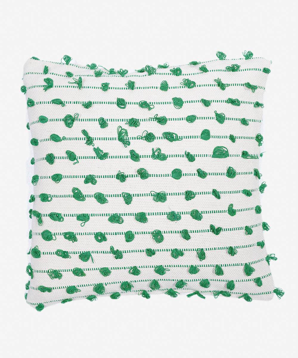 Green Woven 100% Cotton Yarn Dyed Cushion Cover