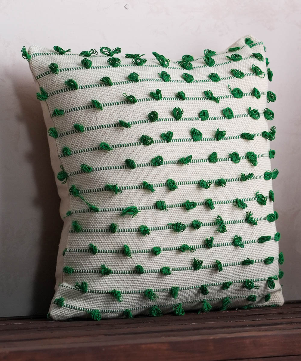 Green Woven 100% Cotton Yarn Dyed Cushion Cover