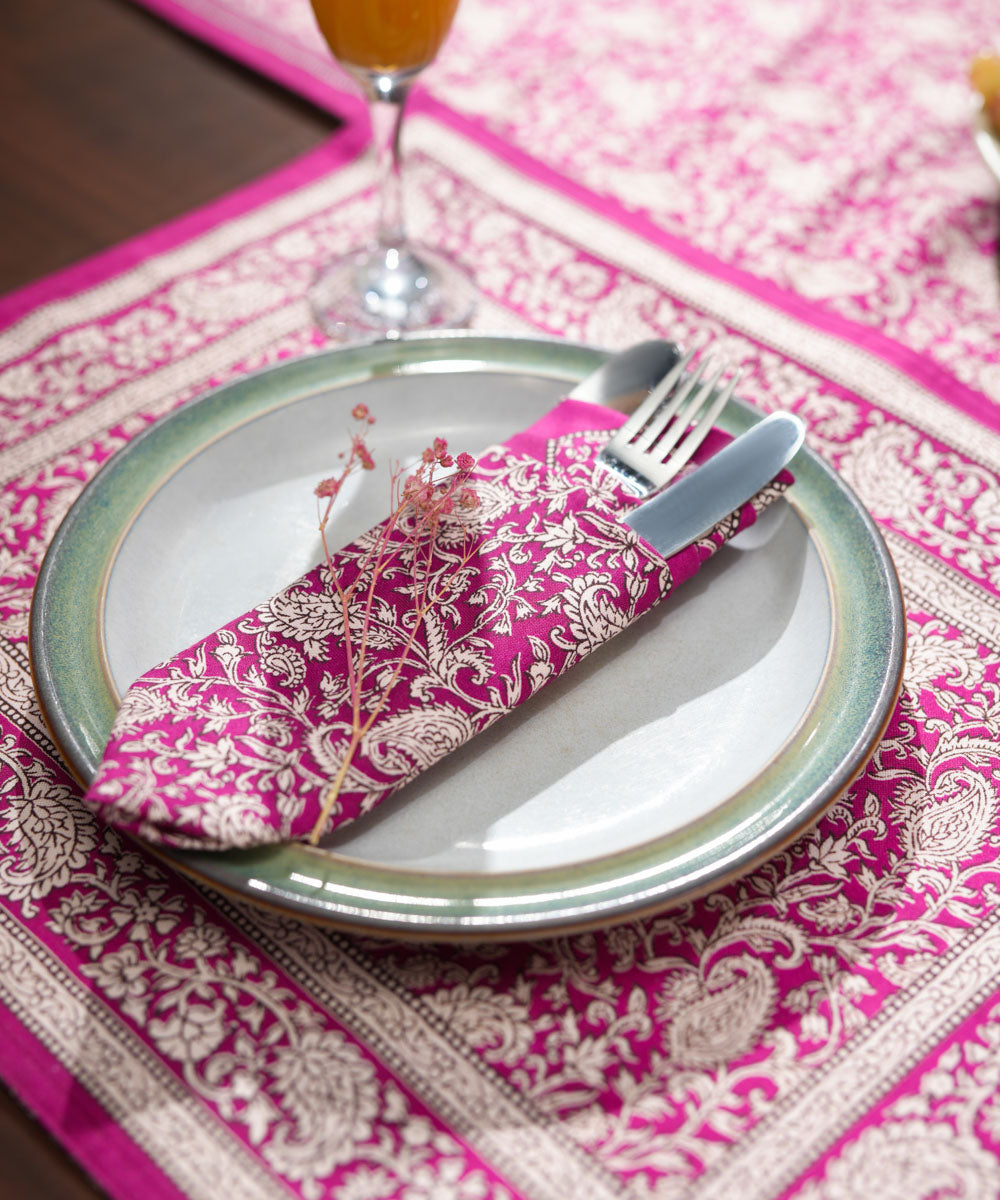 Half Panama Digital Printed Pink Napkin