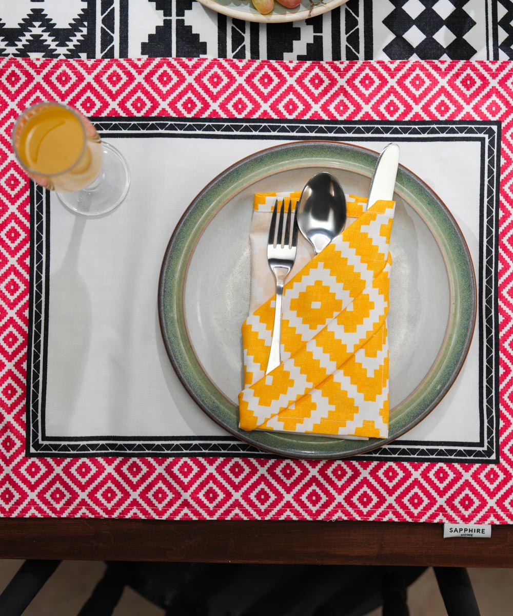 Half Panama Digital Printed Yellow Napkin