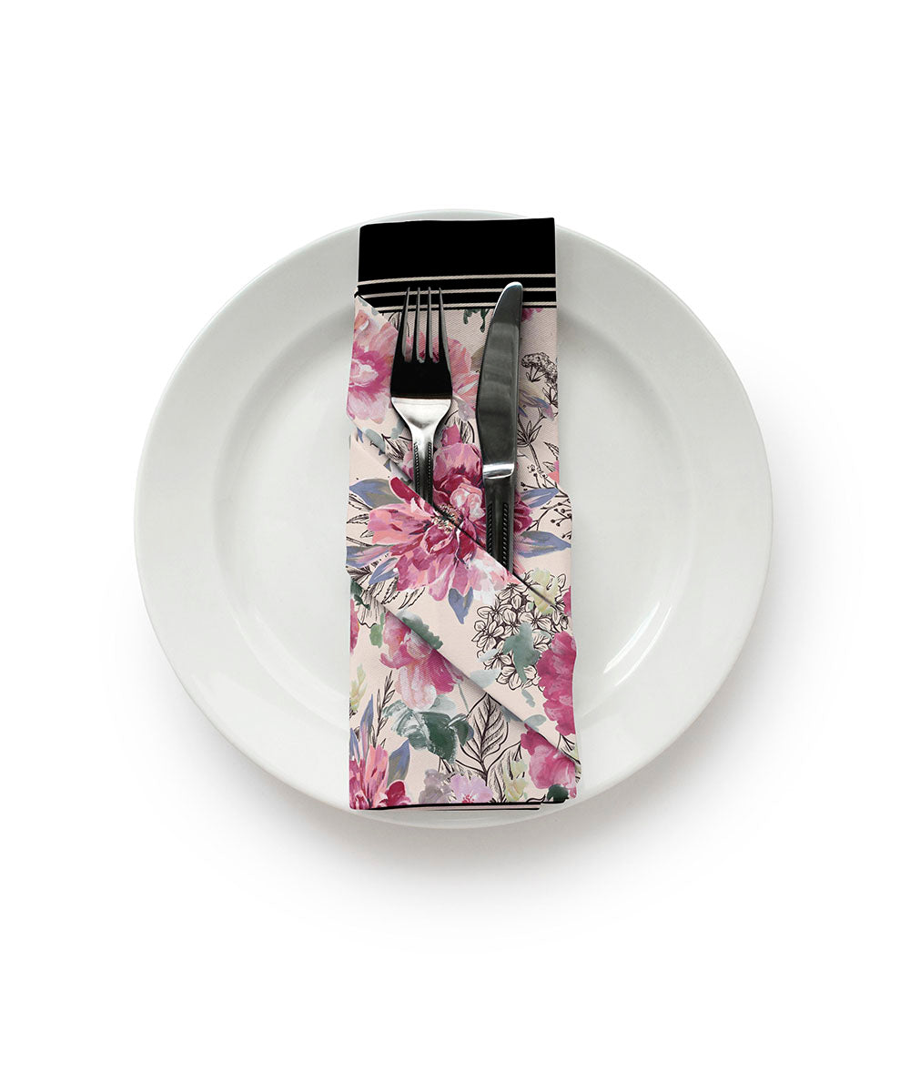 Half Panama Digital Printed Floral Mystery Pink Napkin