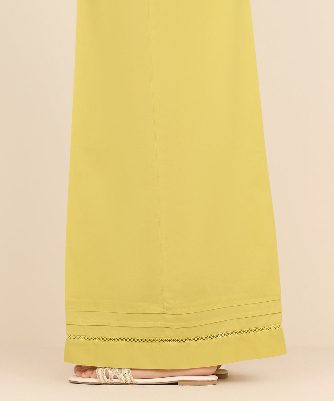 Women's RTW Cambric Yellow Solid Flared Pants