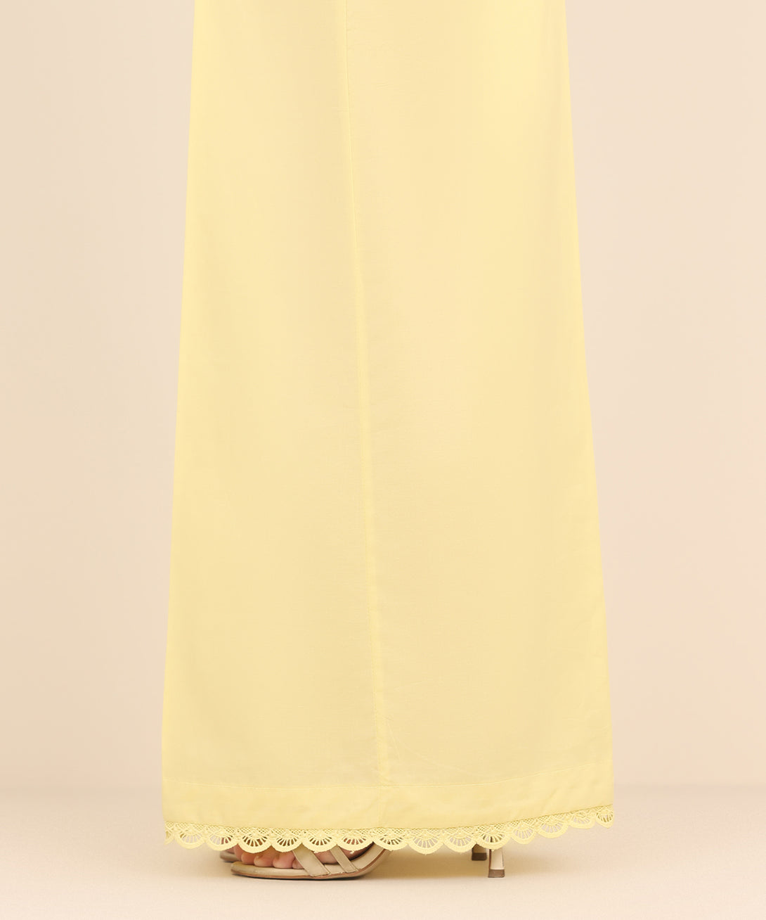Women's RTW Cambric Yellow Solid Flared Pants