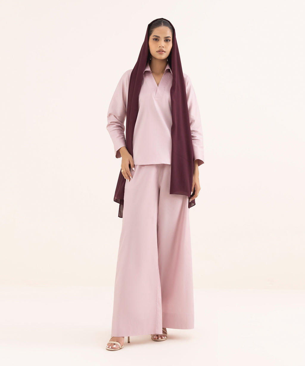 Women's Pink Viscose Modest Trousers