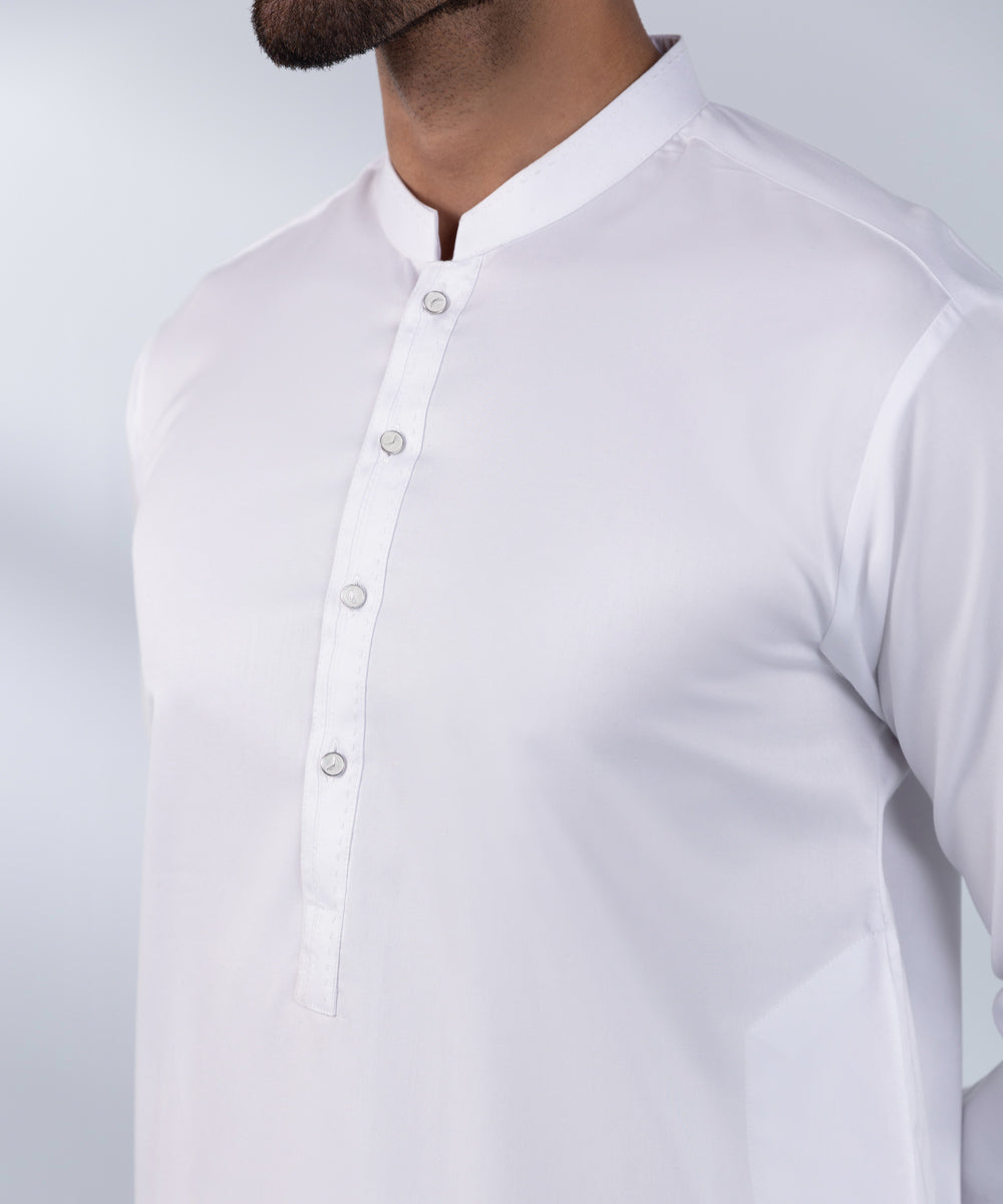 Men's Stitched White Premium Cotton Kurta Shalwar