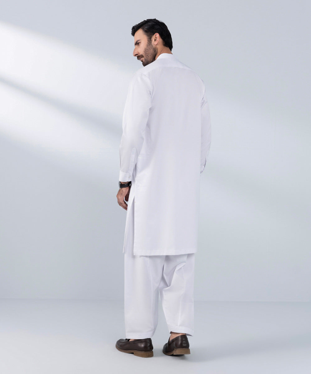 Men's Stitched White Premium Cotton Kurta Shalwar