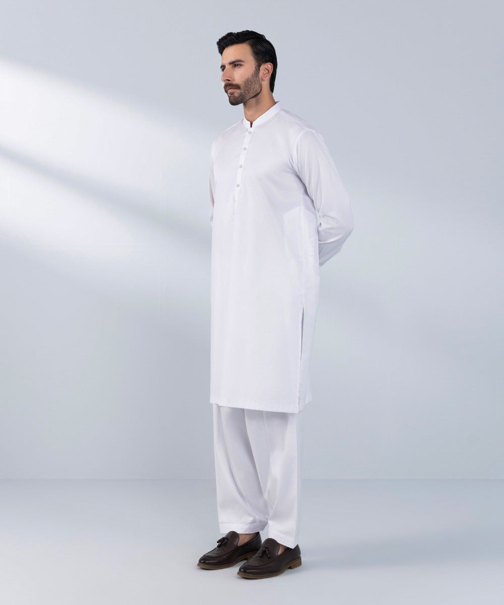 Men's Stitched White Premium Cotton Kurta Shalwar