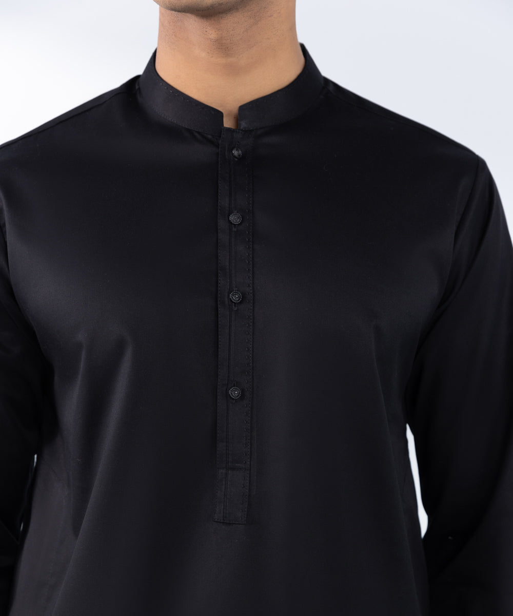 Men's Stitched Black Premium Cotton Kurta Shalwar