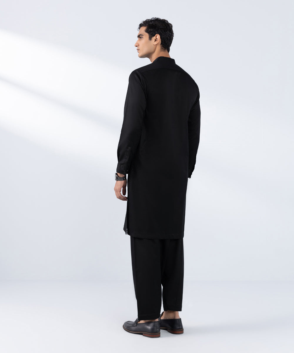 Men's Stitched Black Premium Cotton Kurta Shalwar