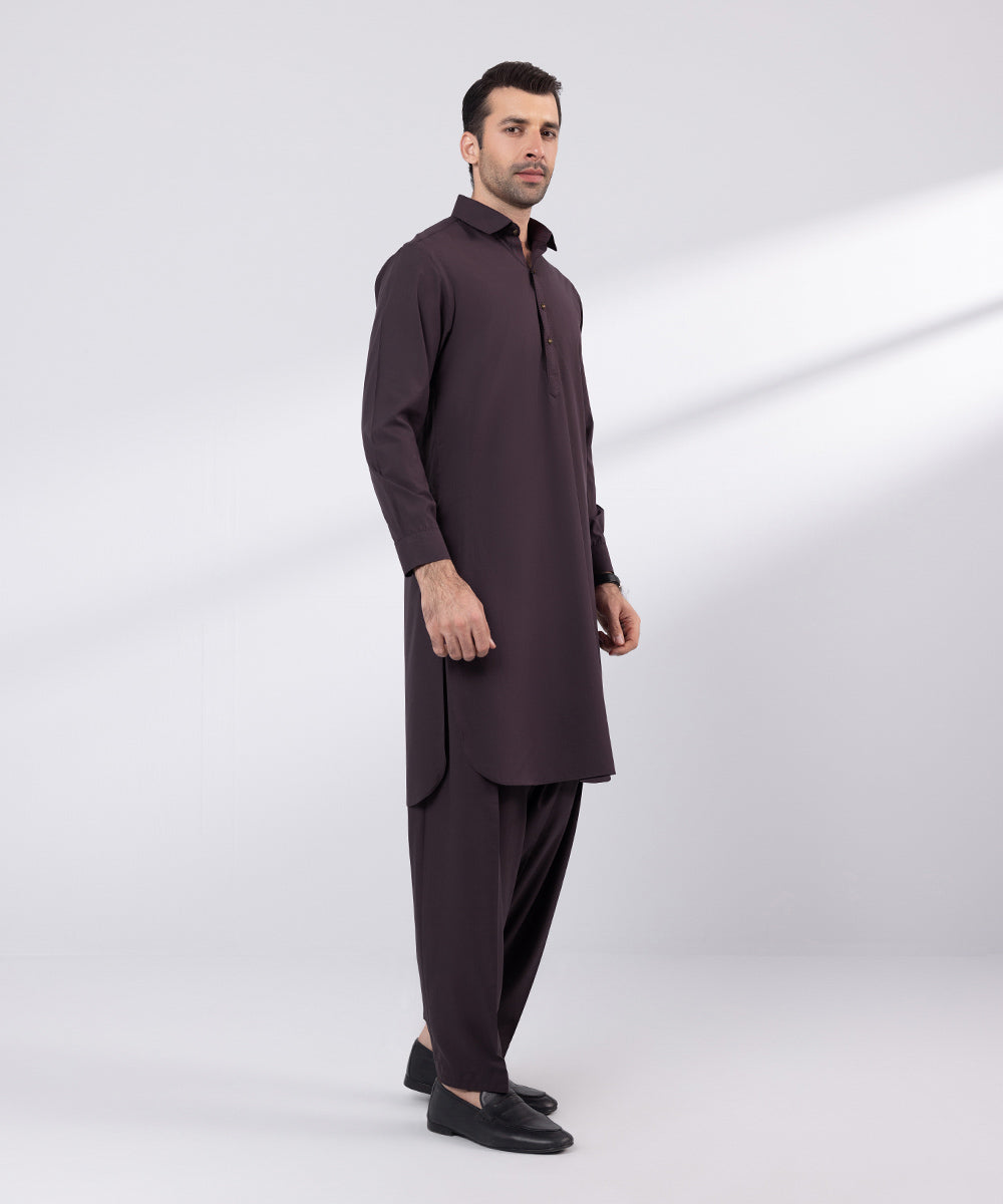 Men's Stitched Purple Wash & Wear Suit