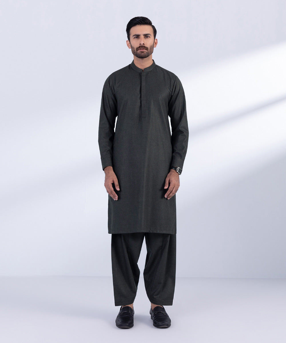 Men's Stitched Charcoal Premium Wash & Wear Kurta Shalwar