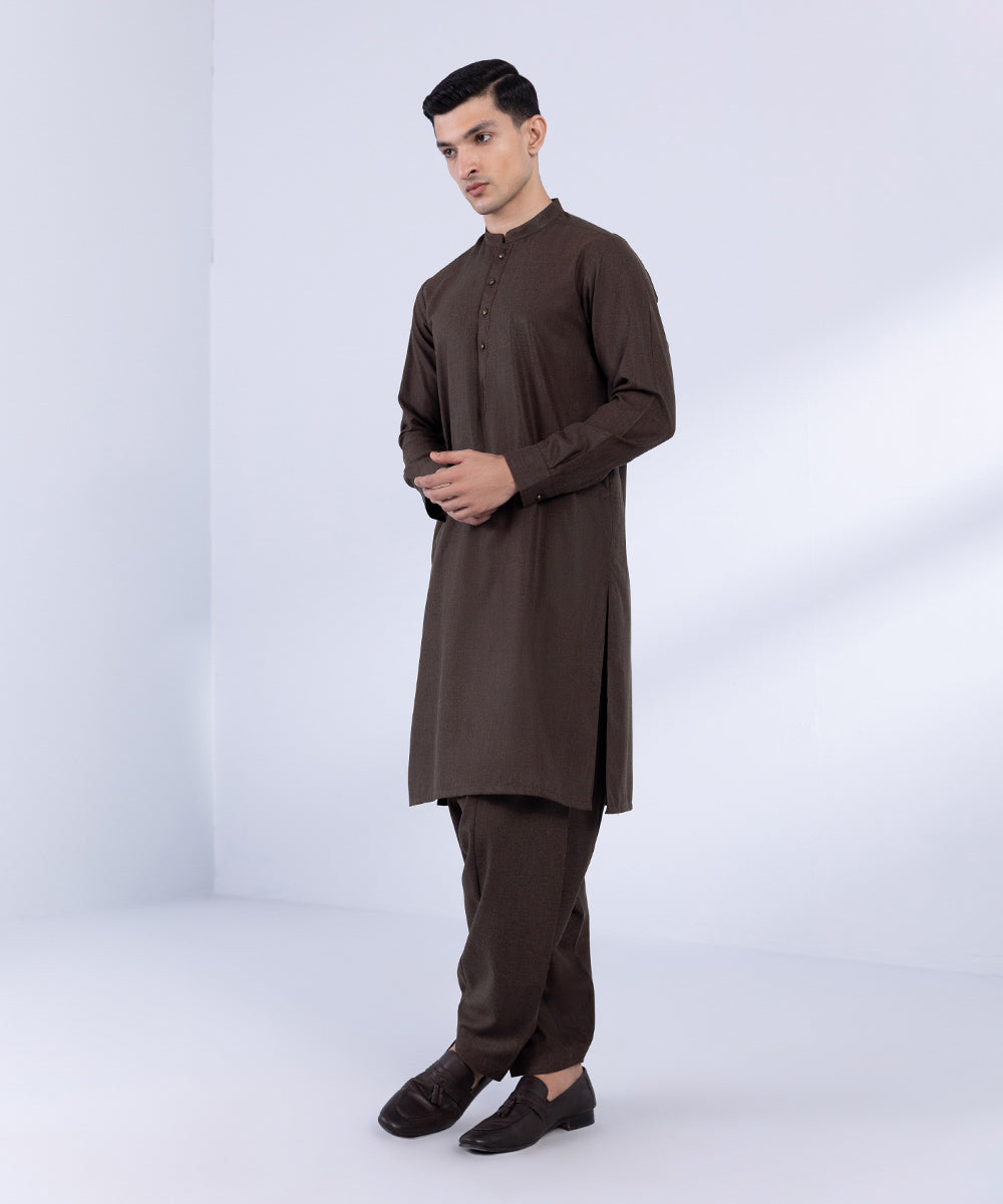 Men's Stitched Maroon Premium Wash & Wear Kurta Shalwar