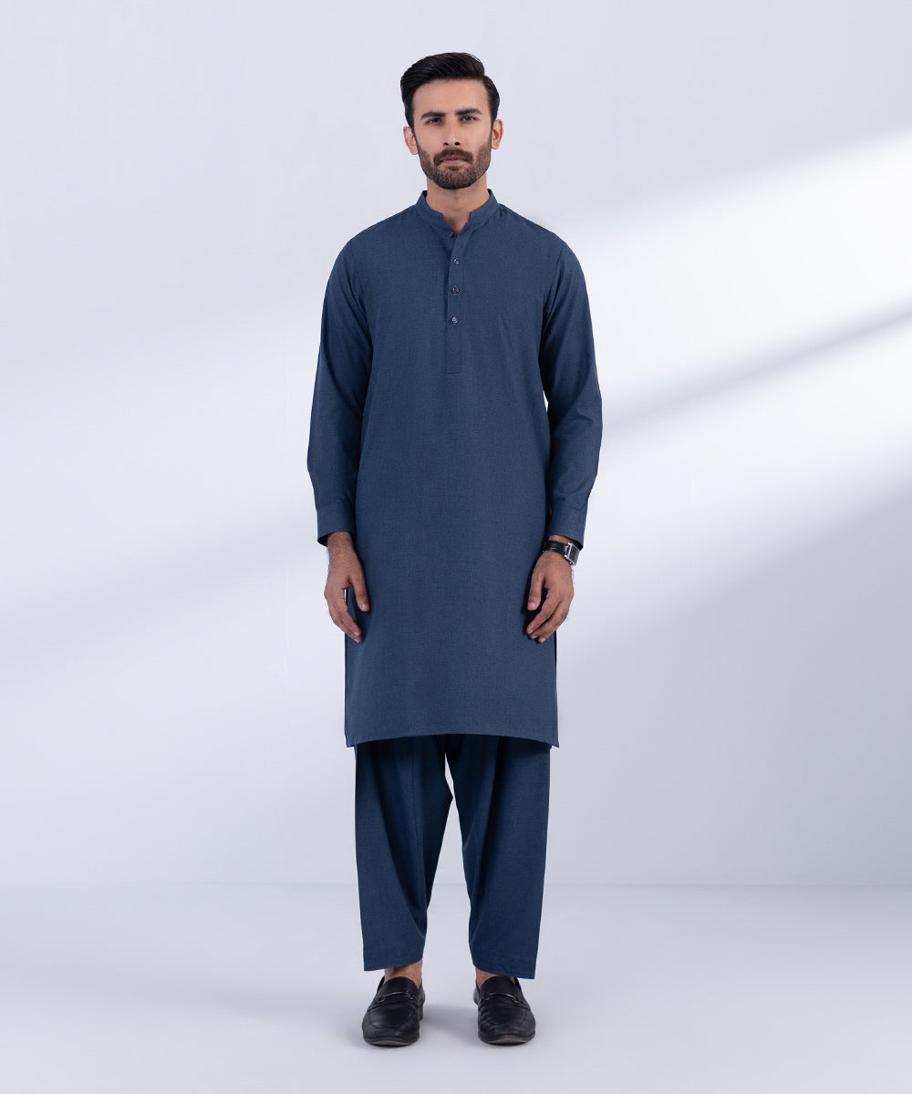 Men's Stitched Blue Premium Wash & Wear Kurta Shalwar