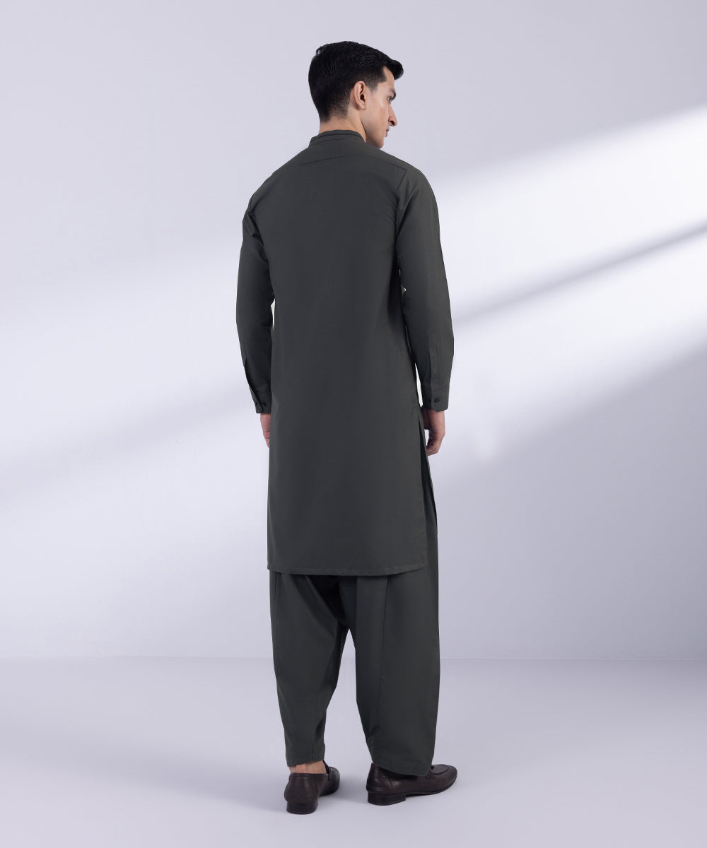 Men's Stitched Dark Gray Premium Wash & Wear Kurta Shalwar