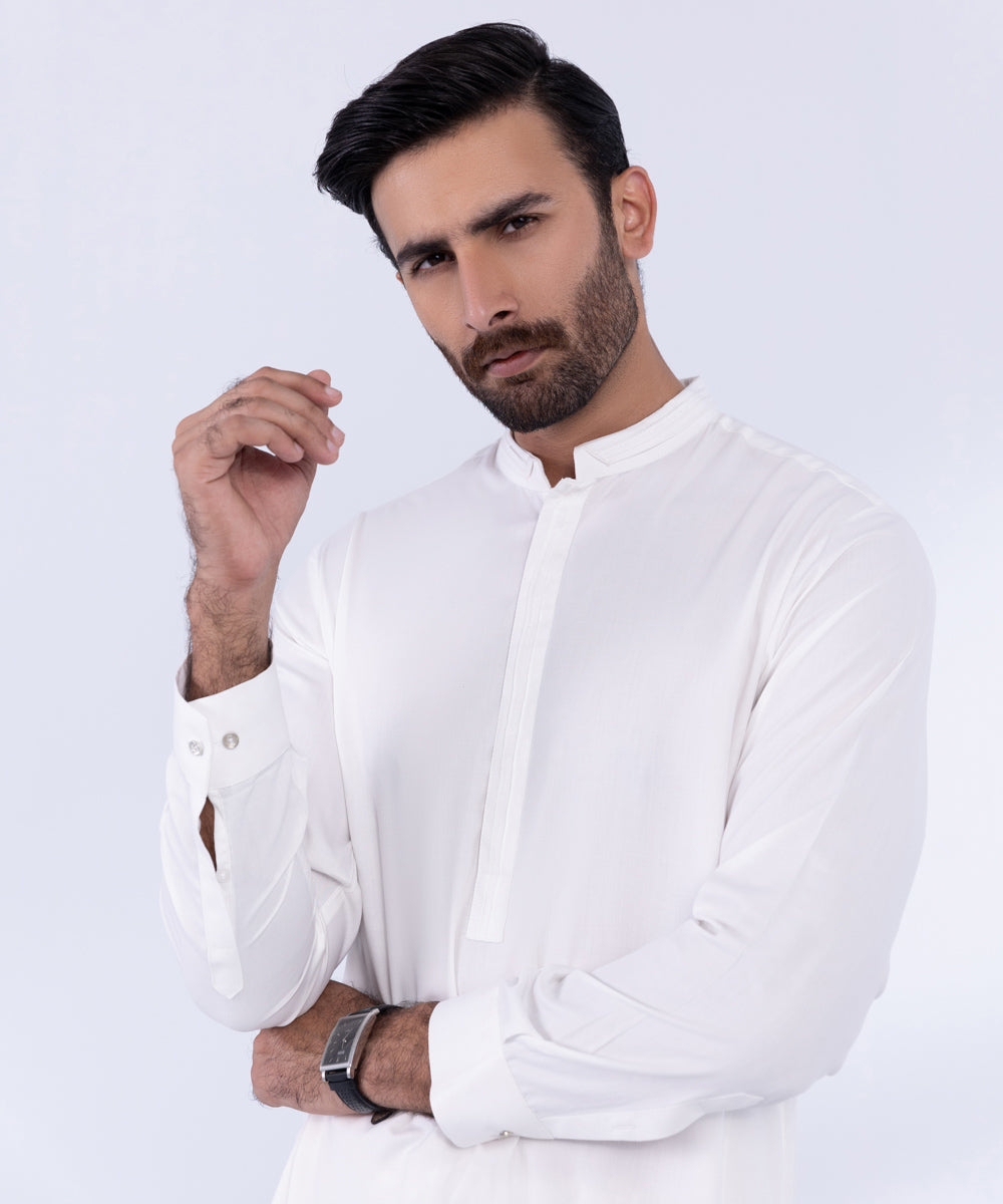 Men's Stitched White Premium Wash & Wear Kurta Shalwar