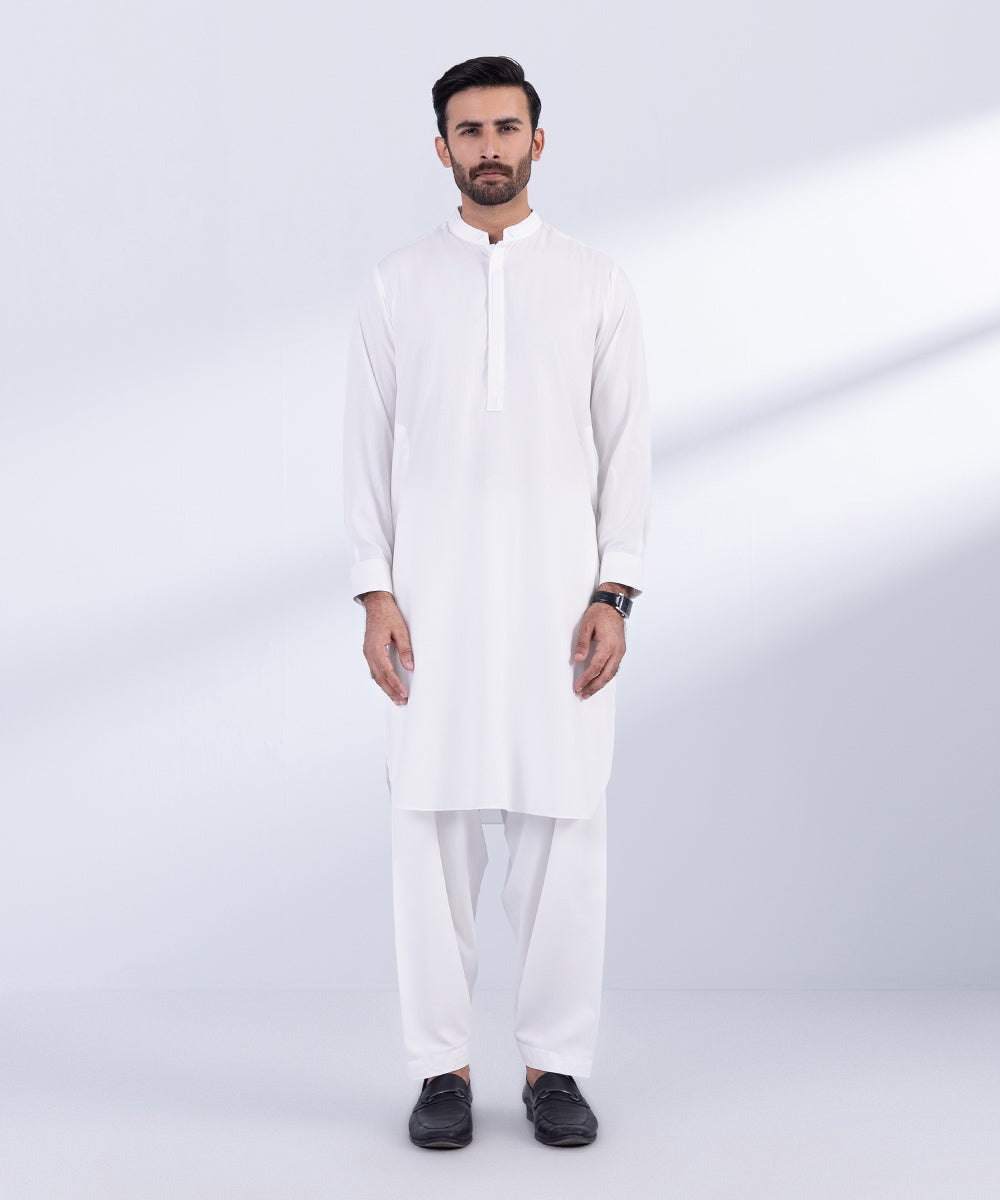 Men's Stitched White Premium Wash & Wear Kurta Shalwar