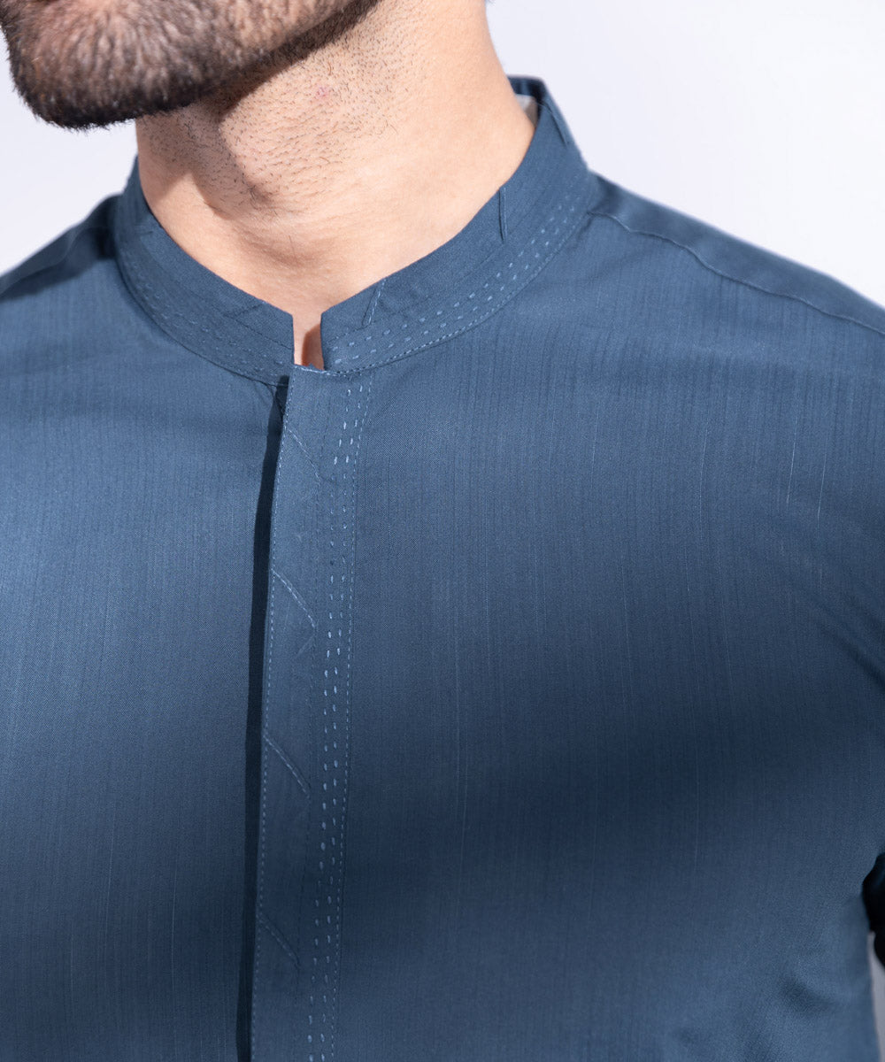 Men's Stitched Navy Premium Wash & Wear Kurta Shalwar